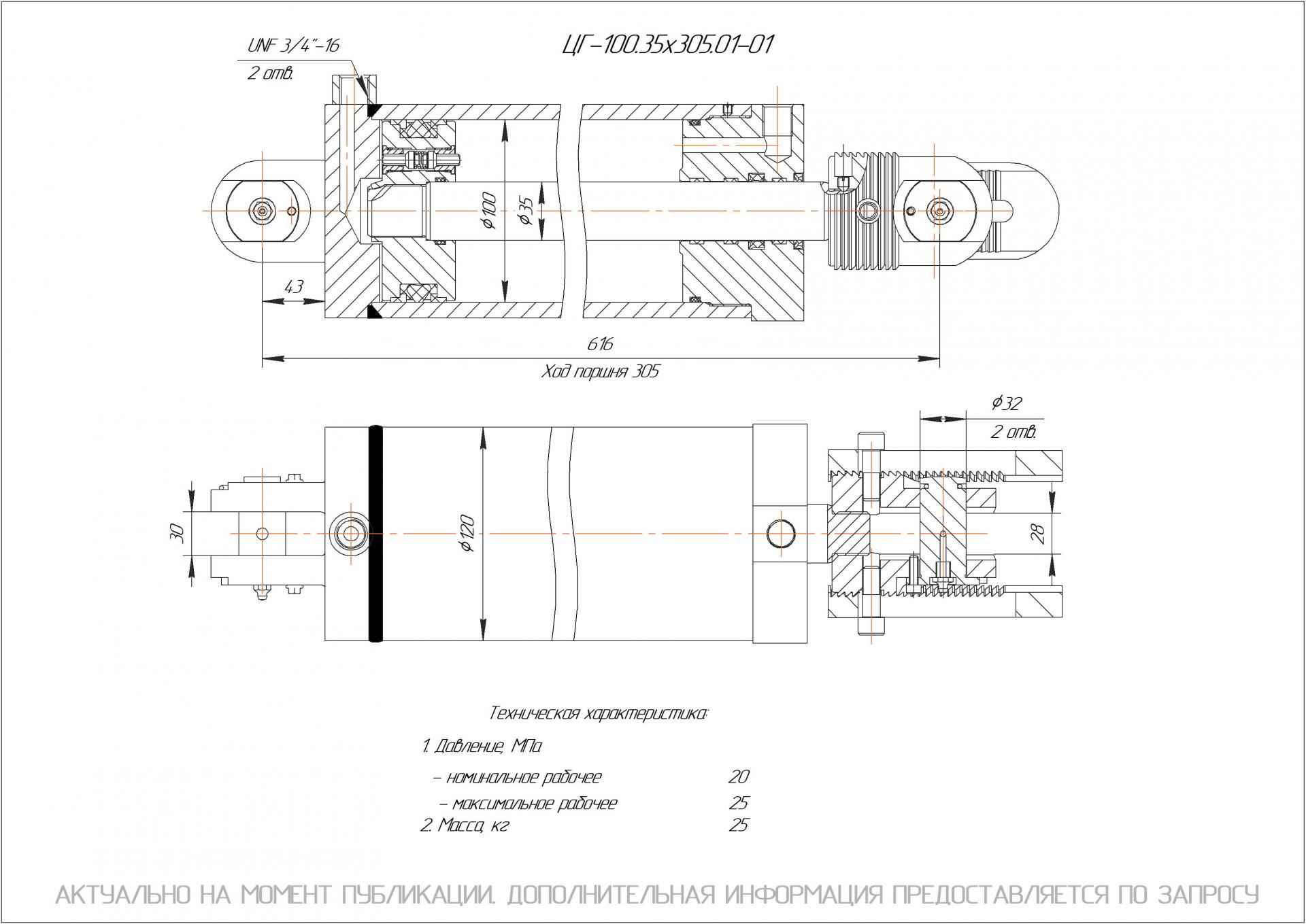 ЦГ-100.35х305.01-01 Гидроцилиндр