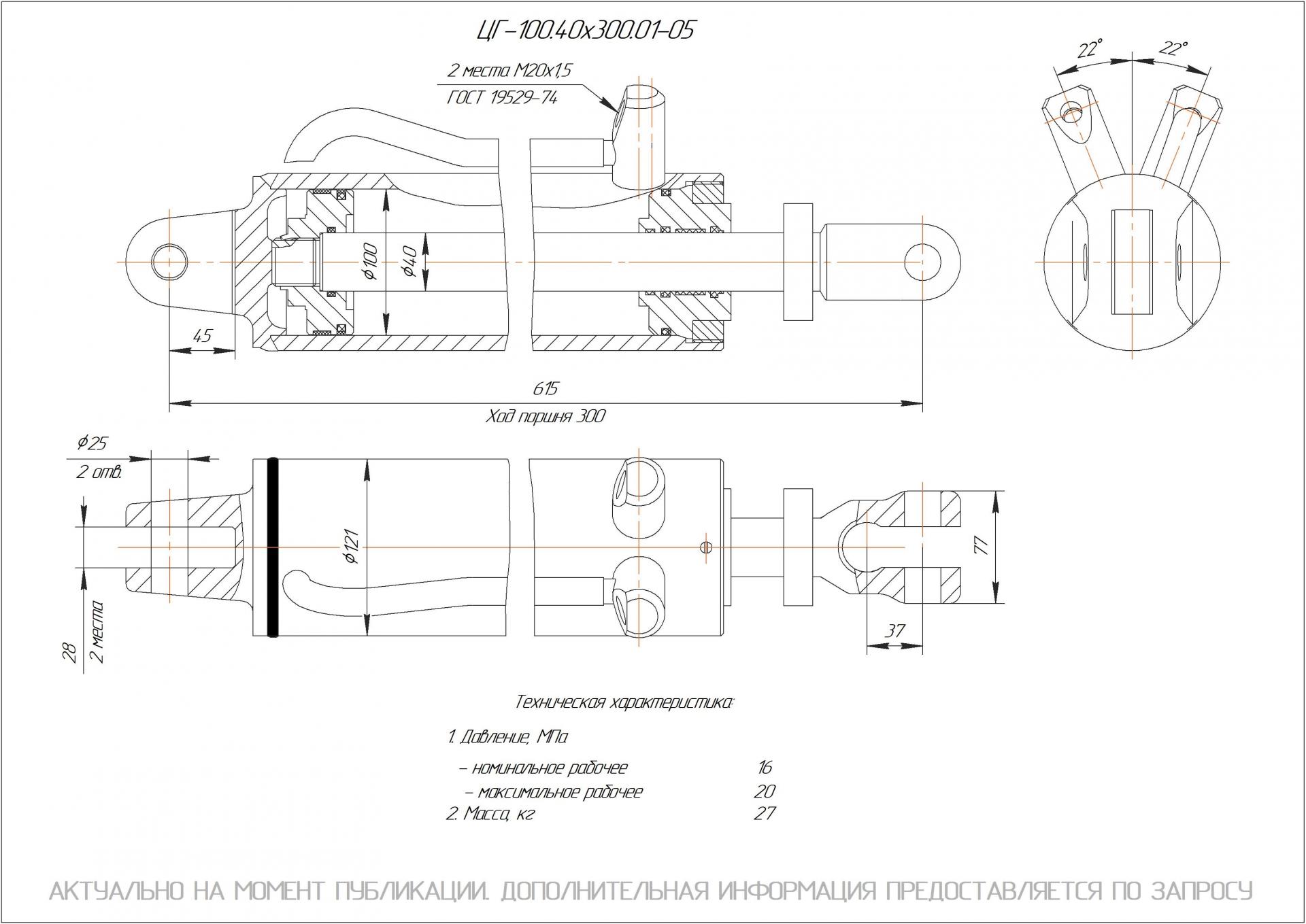 ЦГ-100.40х300.01-05 Гидроцилиндр