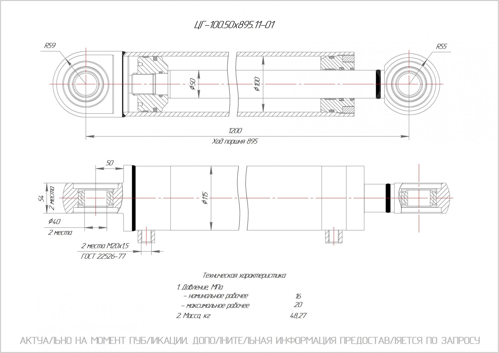 ЦГ-100.50х895.11-01 Гидроцилиндр