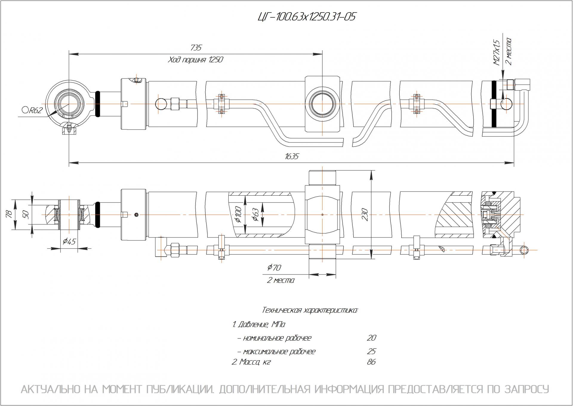 ЦГ-100.63х1250.31-05 Гидроцилиндр