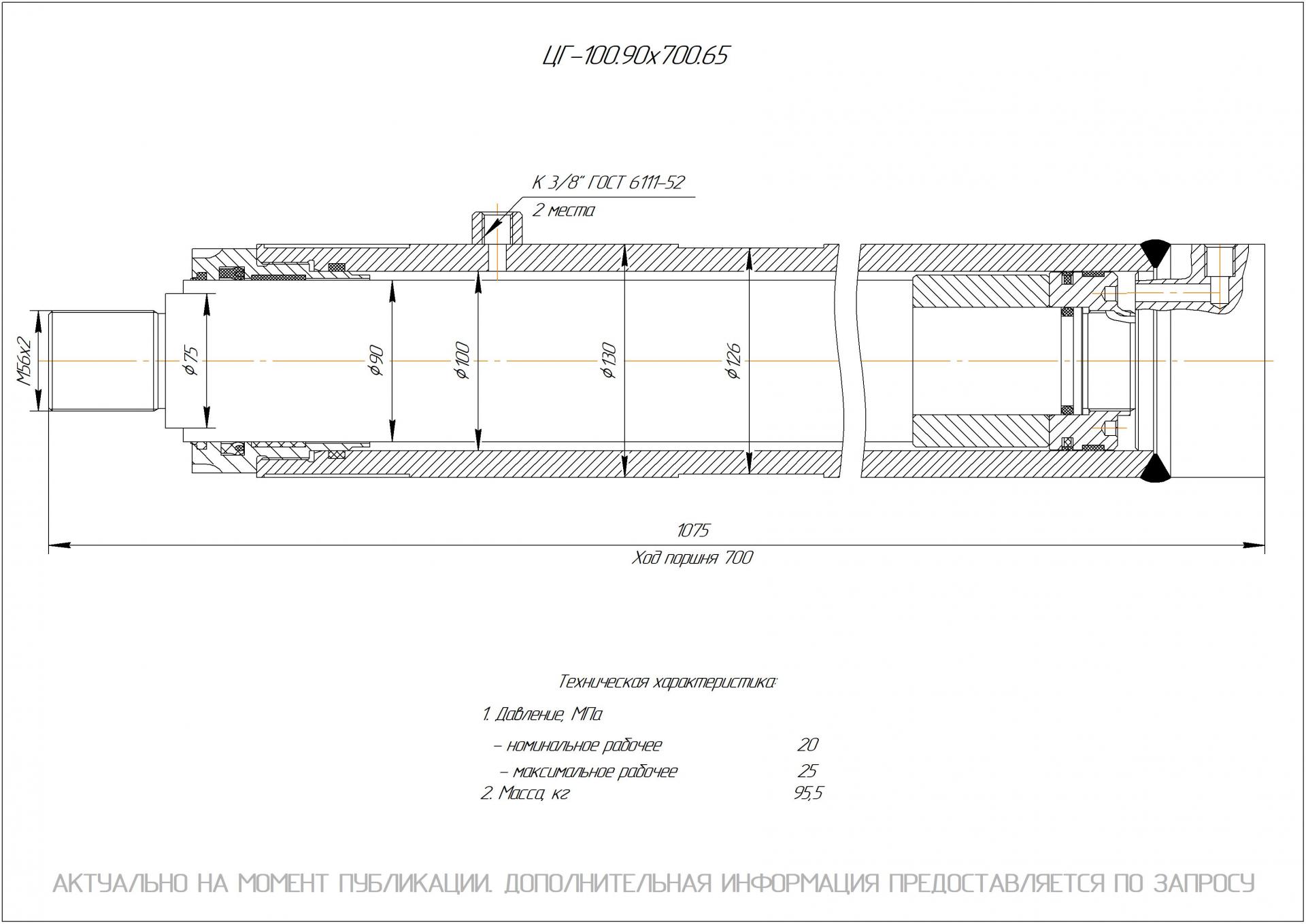 ЦГ-100.90х700.56 Гидроцилиндр