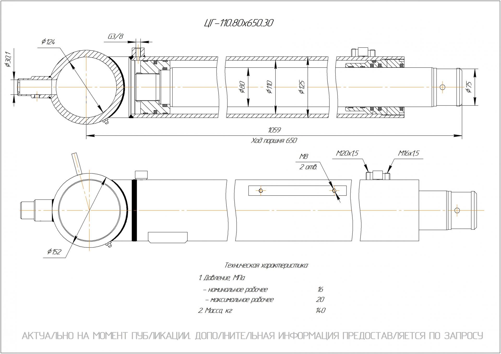 ЦГ-110.80х650.30 Гидроцилиндр