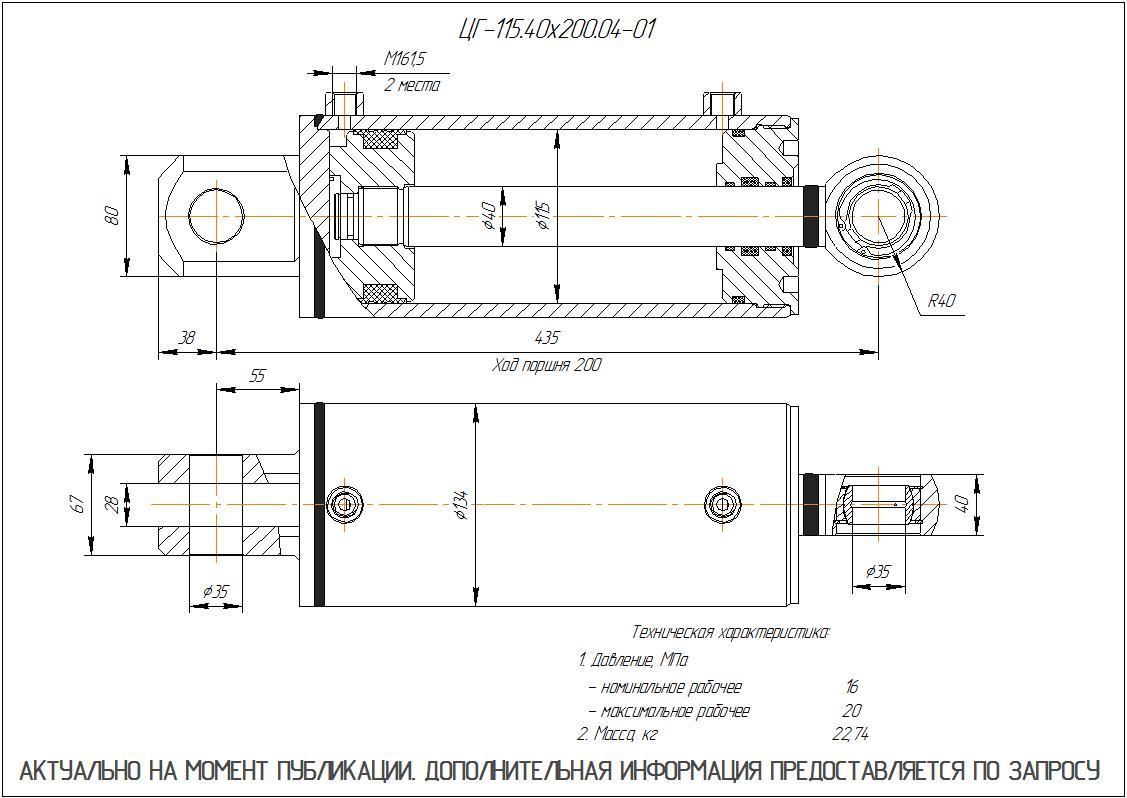 ЦГ-115.40х200.04-01 Гидроцилиндр