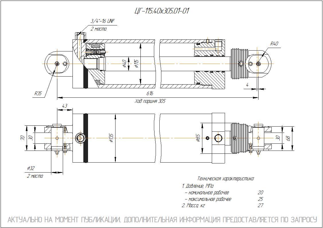 ЦГ-115.40х305.01-01 Гидроцилиндр