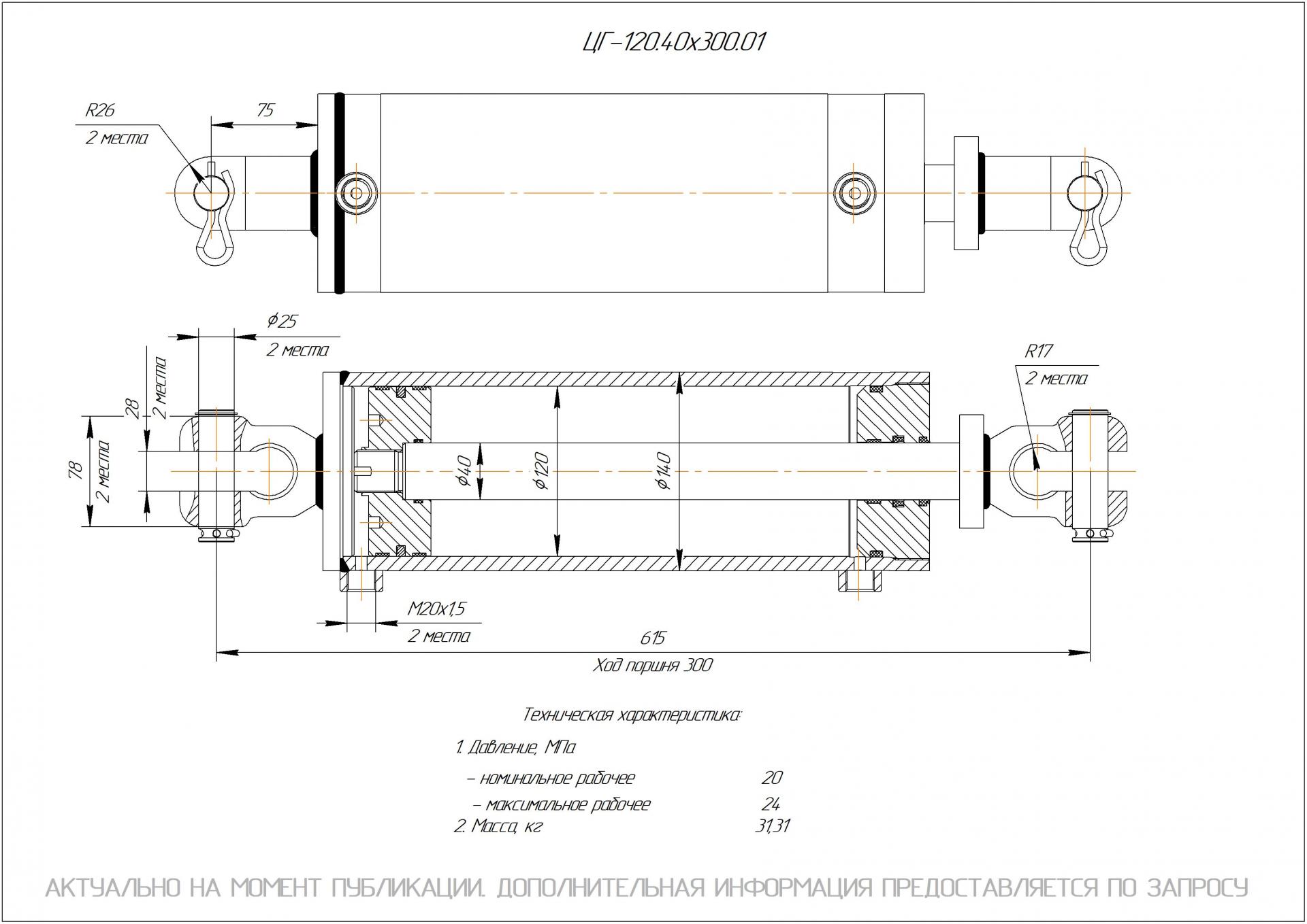 ЦГ-120.40х300.01 Гидроцилиндр