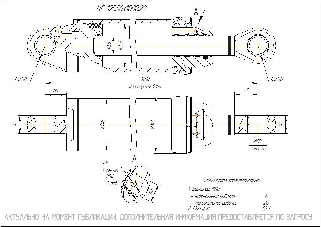 ЦГ-125.56х1000.22 Гидроцилиндр