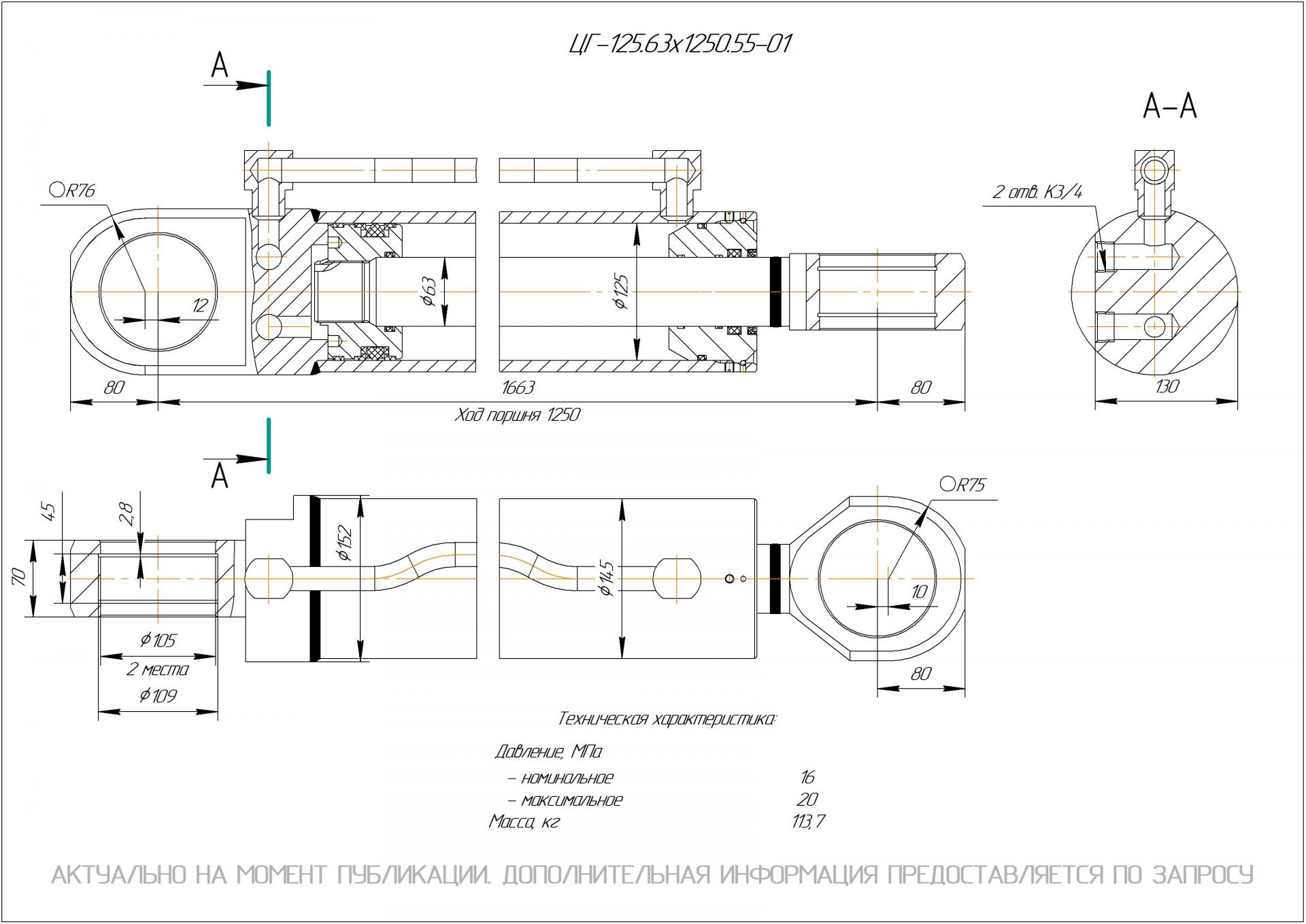 ЦГ-125.63х1250.55-01 Гидроцилиндр