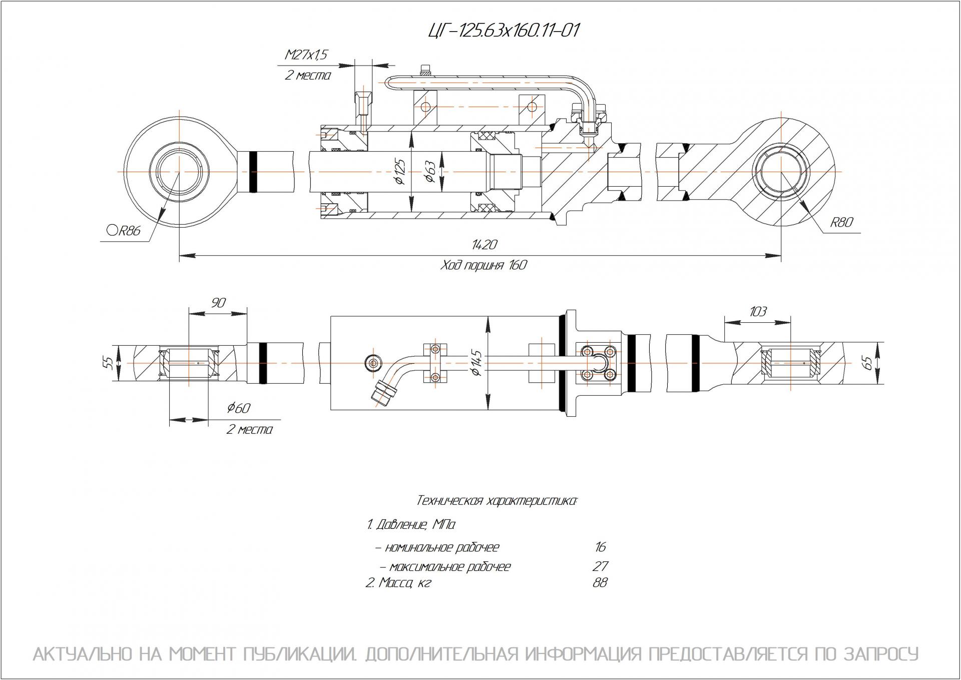 ЦГ-125.63х160.11-01 Гидроцилиндр