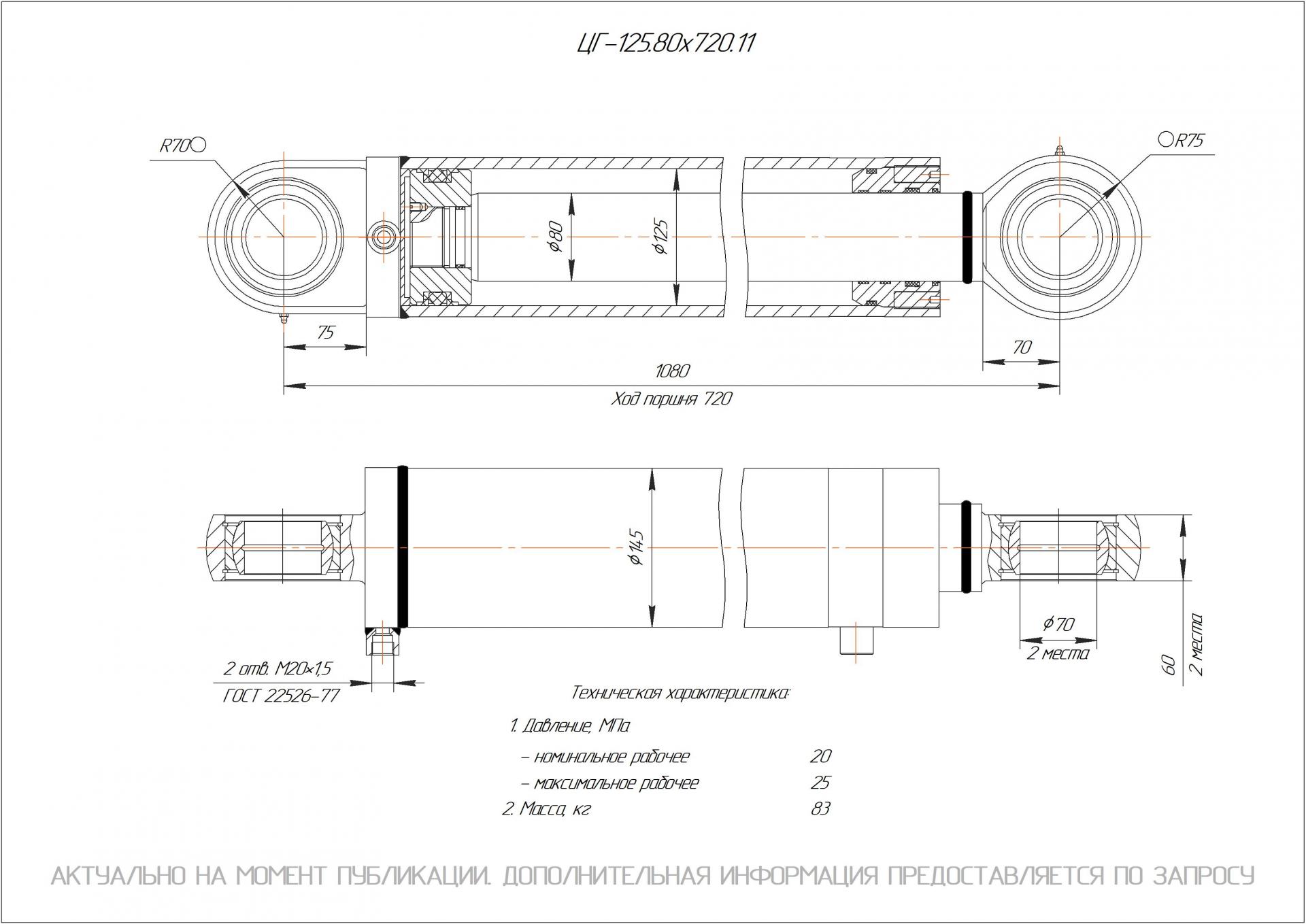 ЦГ-125.80х720.11 Гидроцилиндр