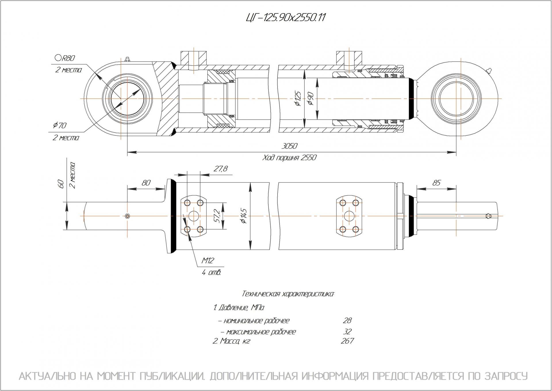 ЦГ-125.90х2550.11 Гидроцилиндр