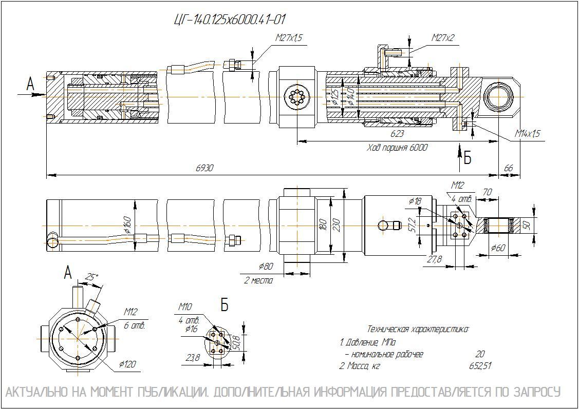 ЦГ-140.125х6000.41-01 Гидроцилиндр