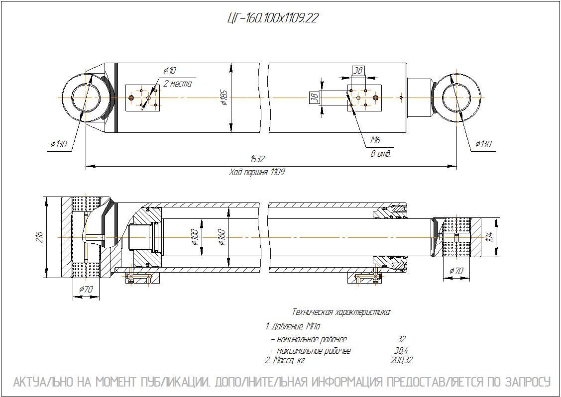 ЦГ-160.100х1109.22 Гидроцилиндр