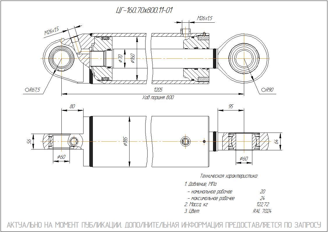 ЦГ-160.70х800.11-01 Гидроцилиндр