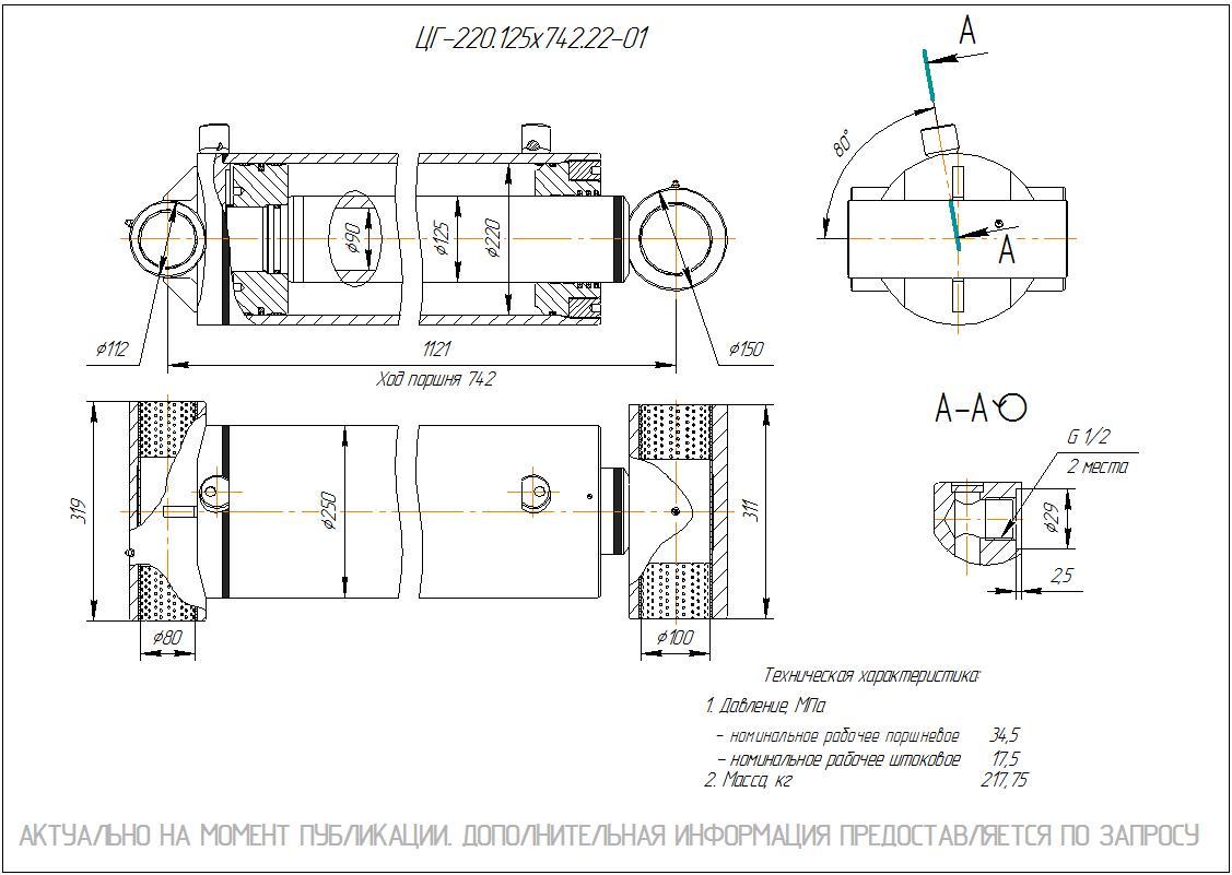 ЦГ-220.125х742.22-01 Гидроцилиндр