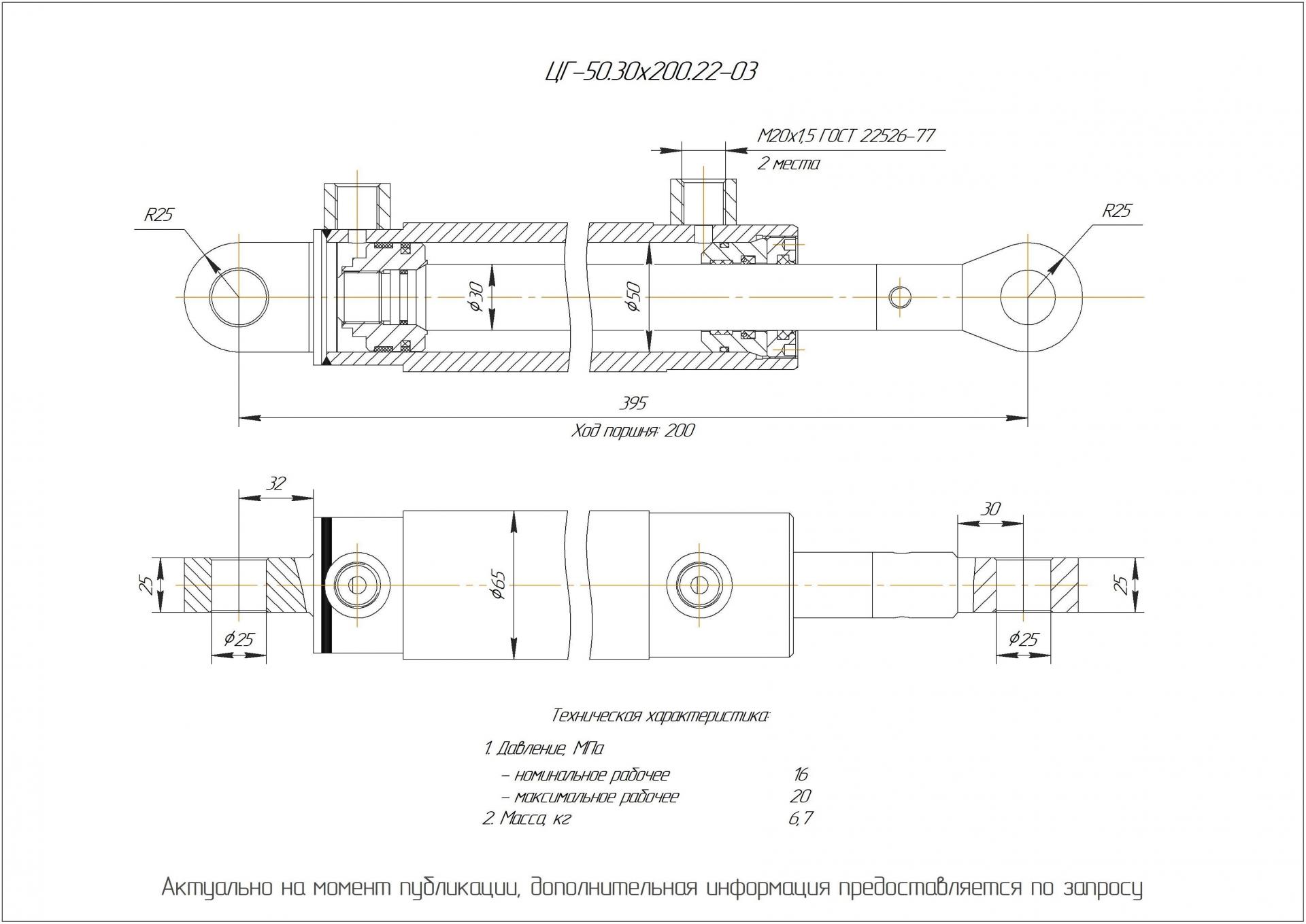 ЦГ-50.30х200.22-03 Гидроцилиндр