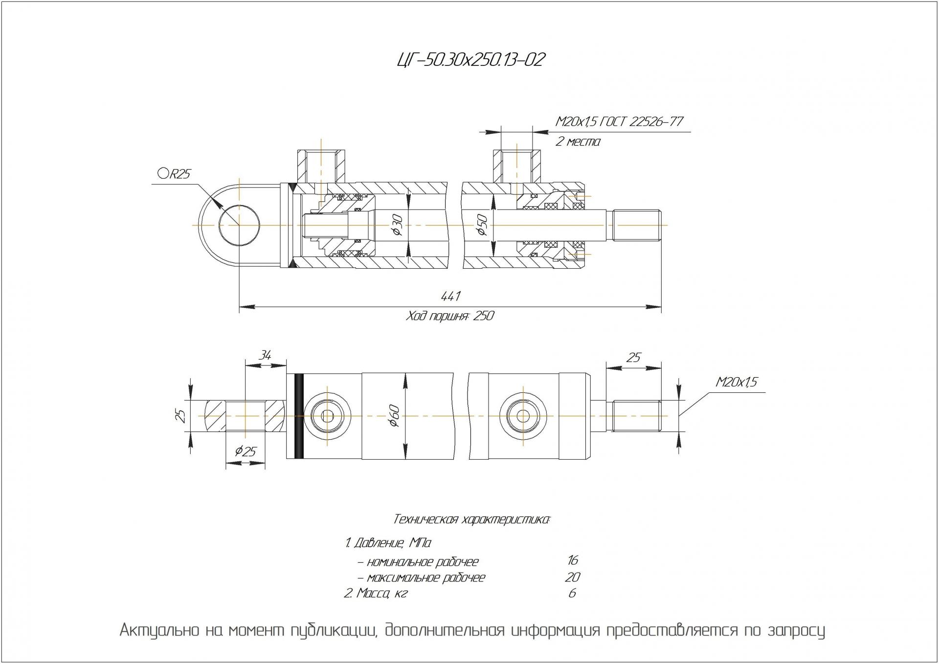 ЦГ-50.30х250.13-02 Гидроцилиндр