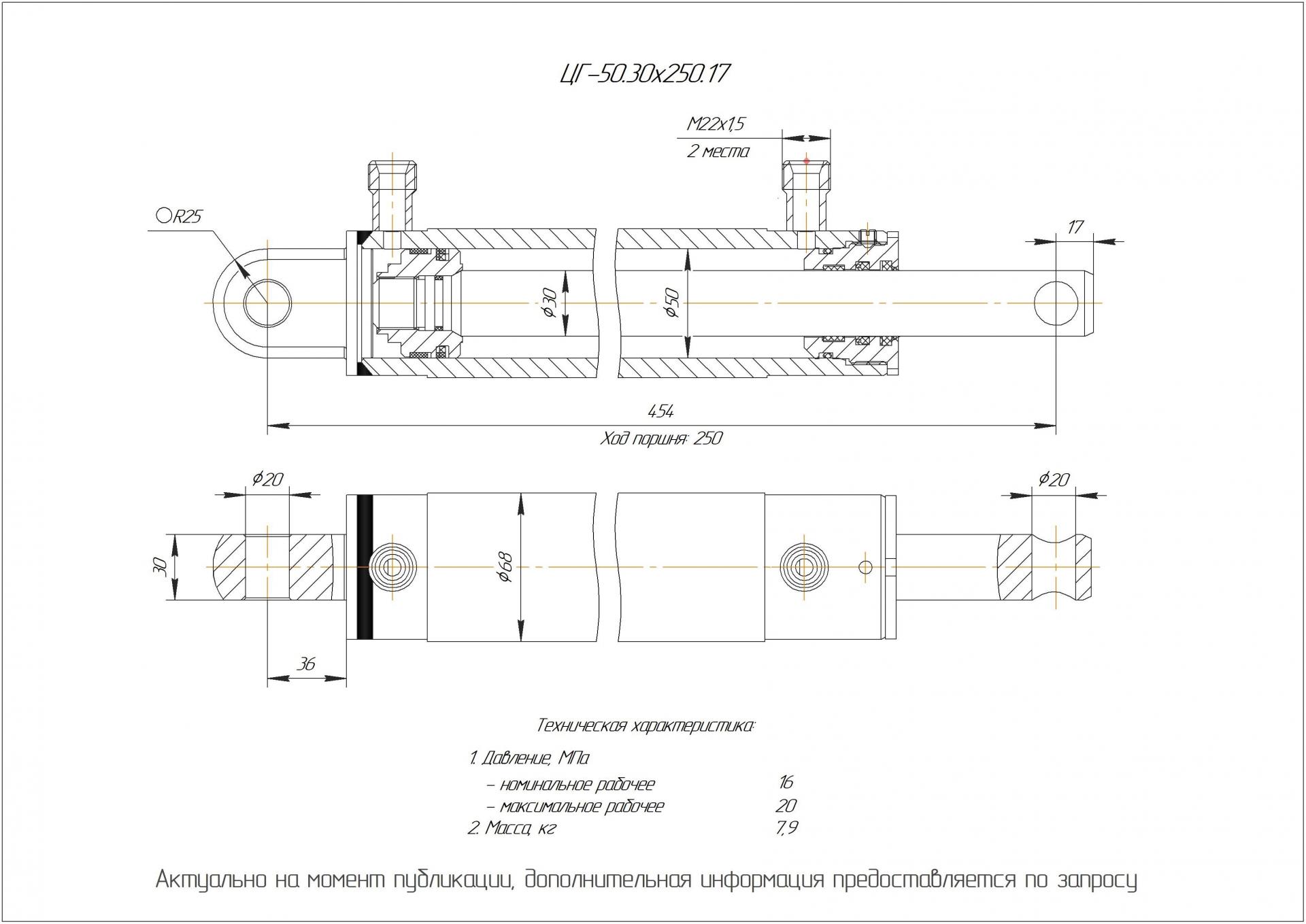 ЦГ-50.30х250.17 Гидроцилиндр