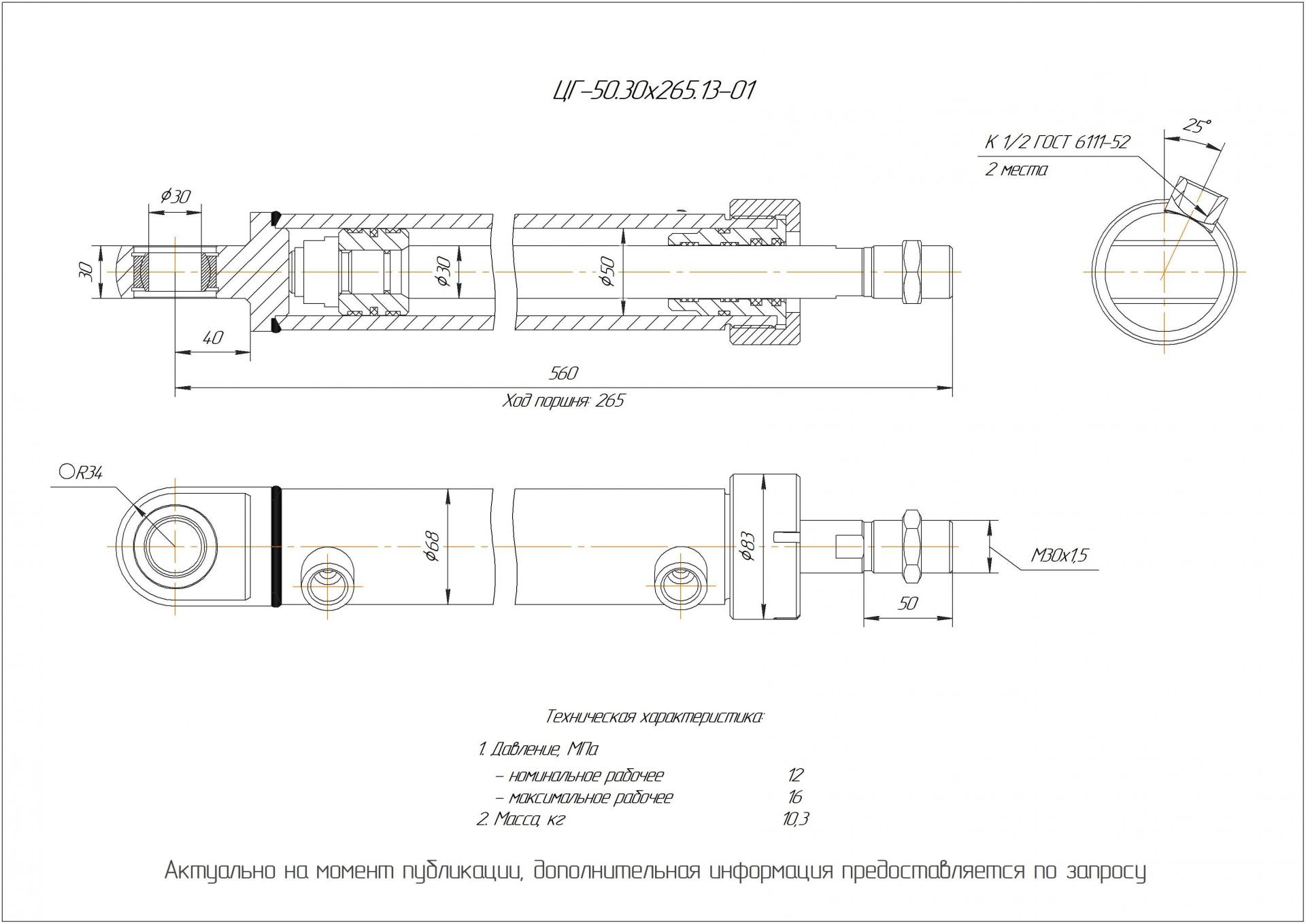 ЦГ-50.30х265.13-01 Гидроцилиндр