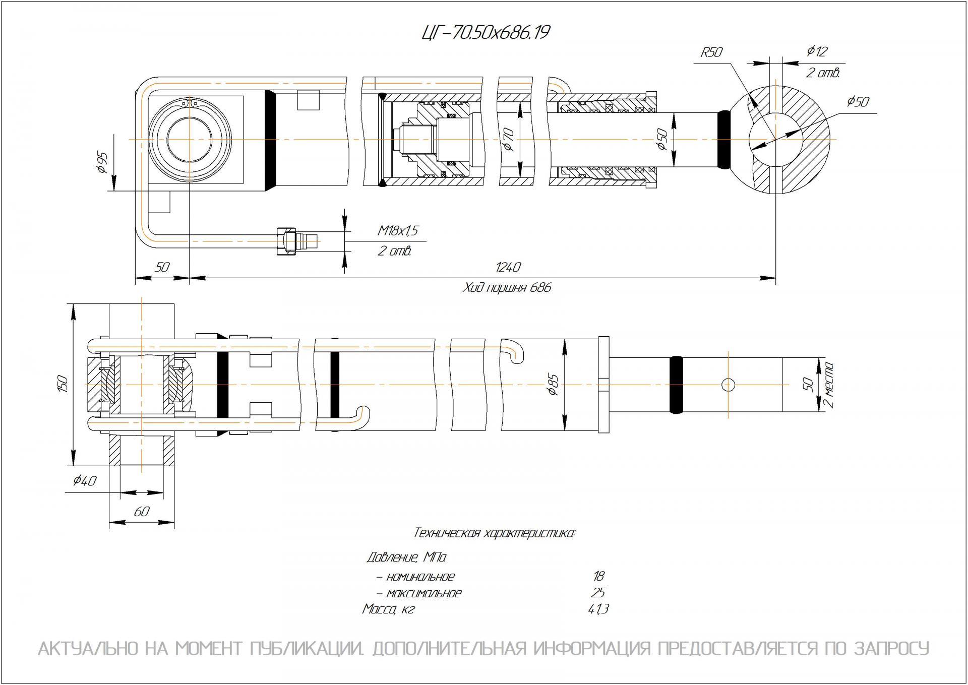 ЦГ-70.50х686.19 Гидроцилиндр