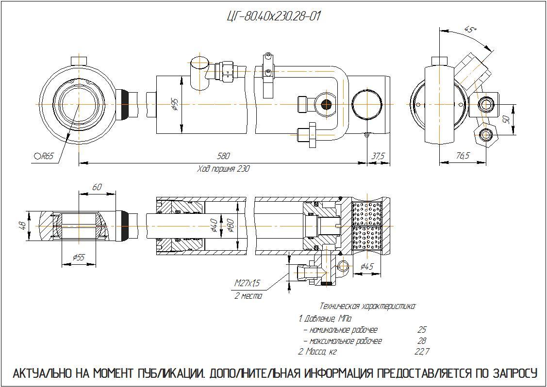 ЦГ-80.40х230.28-01 Гидроцилиндр