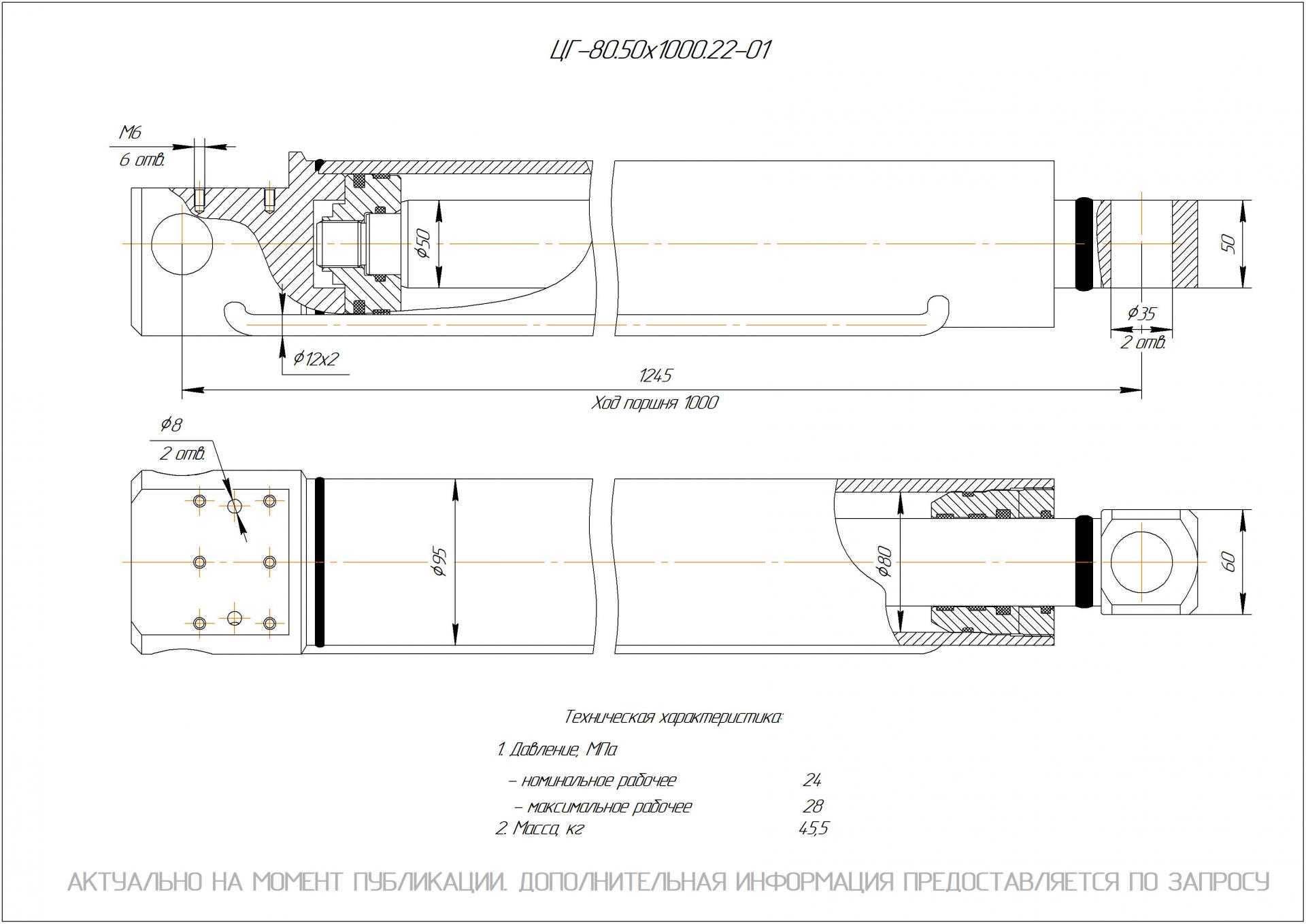 ЦГ-80.50х1000.22-01 Гидроцилиндр