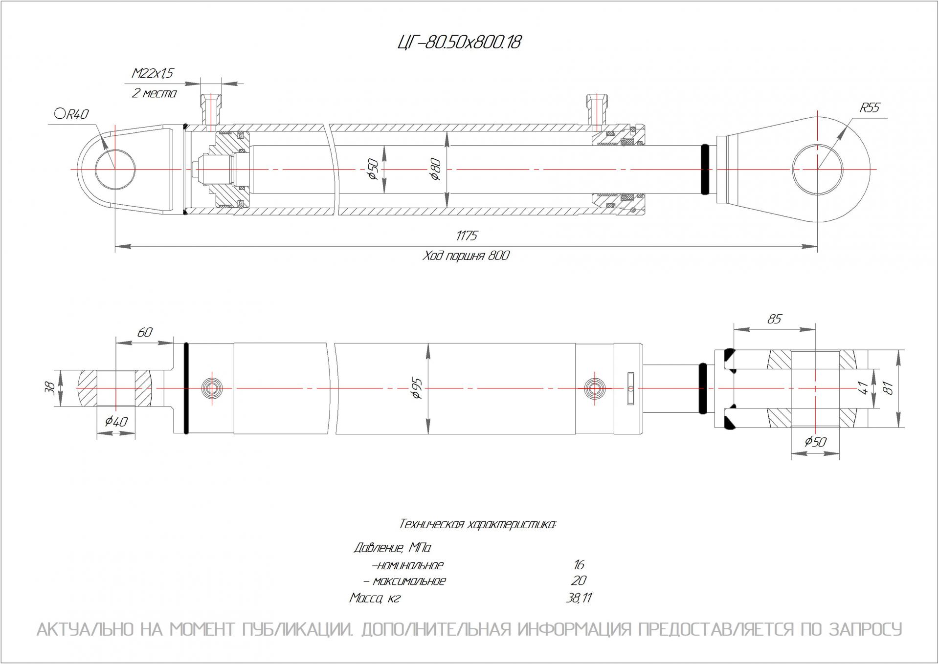 ЦГ-80.50х800.18 Гидроцилиндр